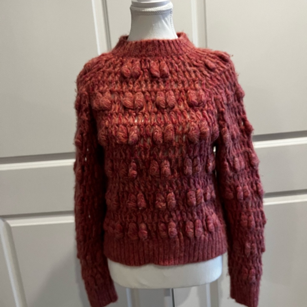 NWOT Pink AMO Alpaca/Merino Bubble Sweater S